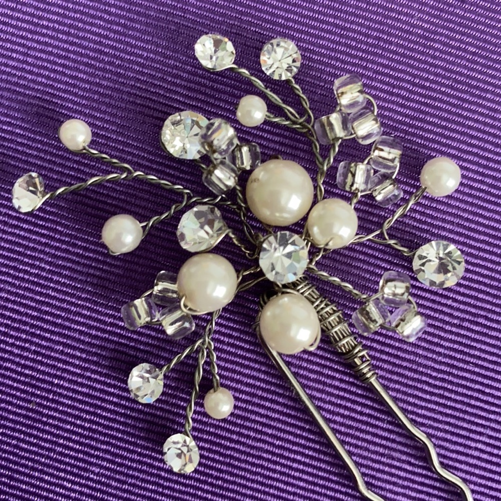 WEDDING HAIR PEARL RHINESTONE PIN
